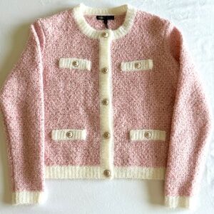 Chic Pink and Cream Women's Sweater
